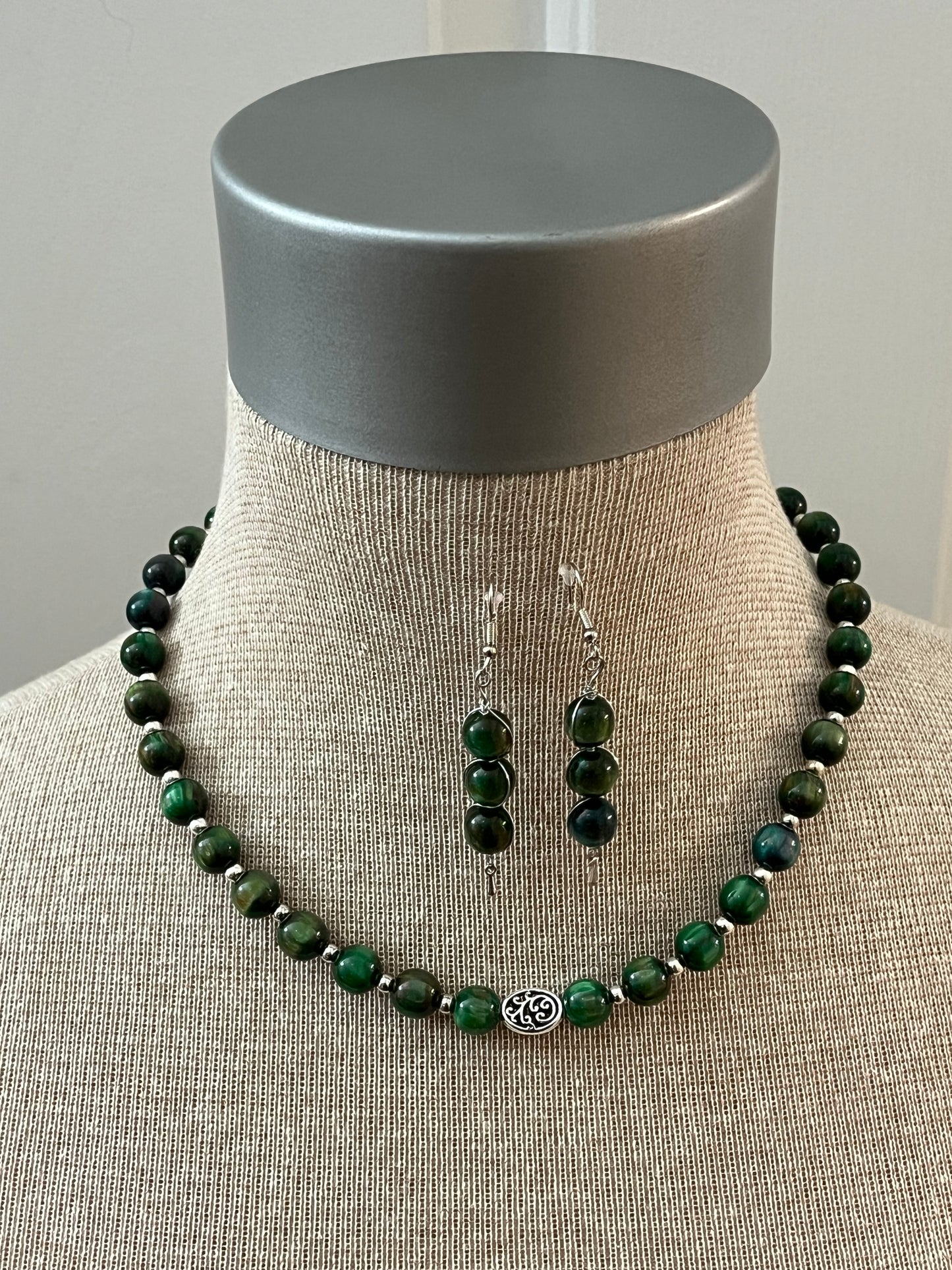 Regal Forest Green (marbalized effect) Necklace & Earring Set