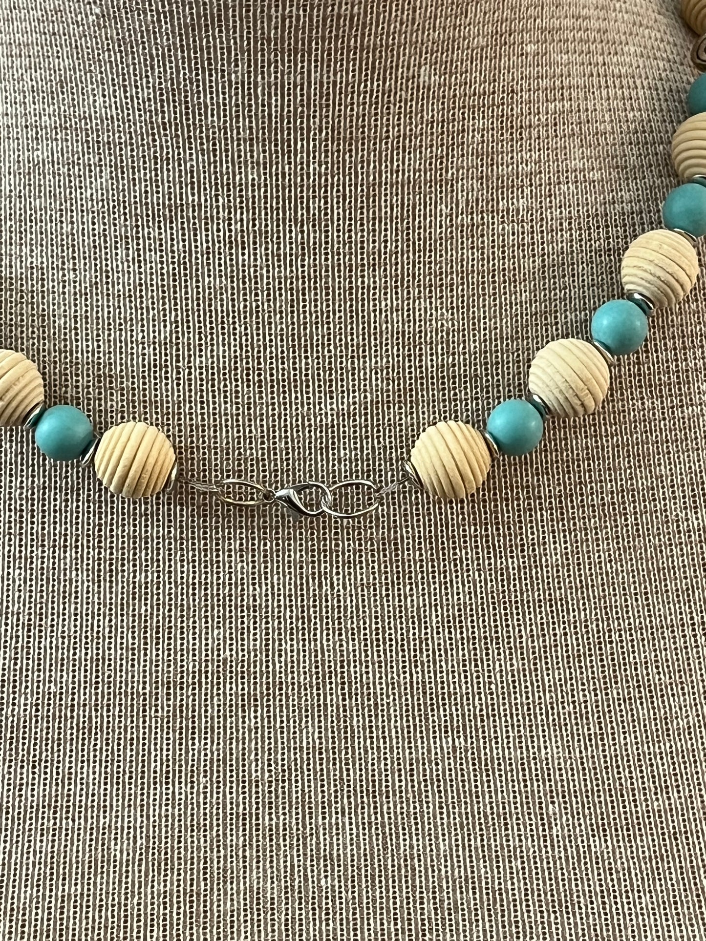 Aqua & Wood Boho Set (Necklace & Bracelet)