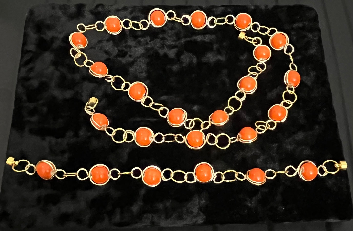 Pumpkin Spice Necklace & Bracelet Chain Set