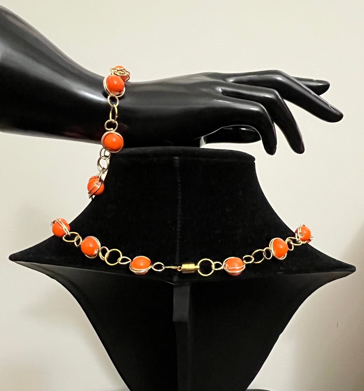 Pumpkin Spice Necklace & Bracelet Chain Set