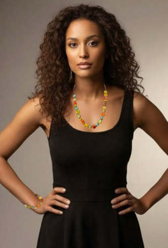 Full bohemian jewelry set displayed on model