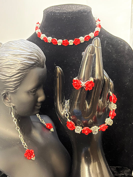 Red rose bundle close-up by Eliza Joe Jewelry