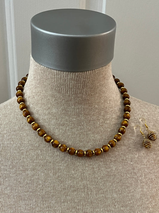 Caramel Butterscotch Necklace & Earrings Set