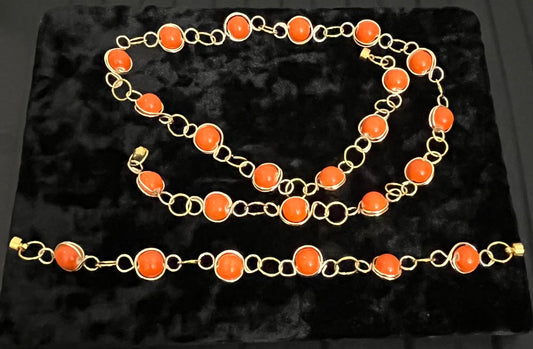 Pumpkin Spice Necklace & Bracelet Chain Set