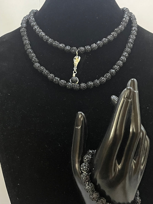 Black gothic statement jewelry set full view by Eliza Joe Jewelry