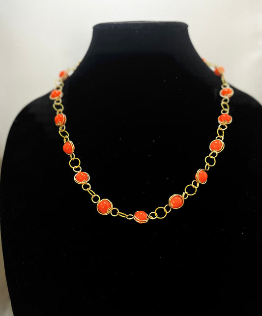 Pumpkin Spice Necklace & Bracelet Set - Warm Autumn-Inspired Chain Jewelry