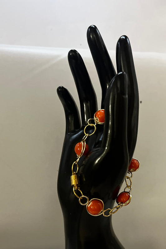 Pumpkin Spice Necklace & Bracelet Set - Warm Autumn-Inspired Chain Jewelry