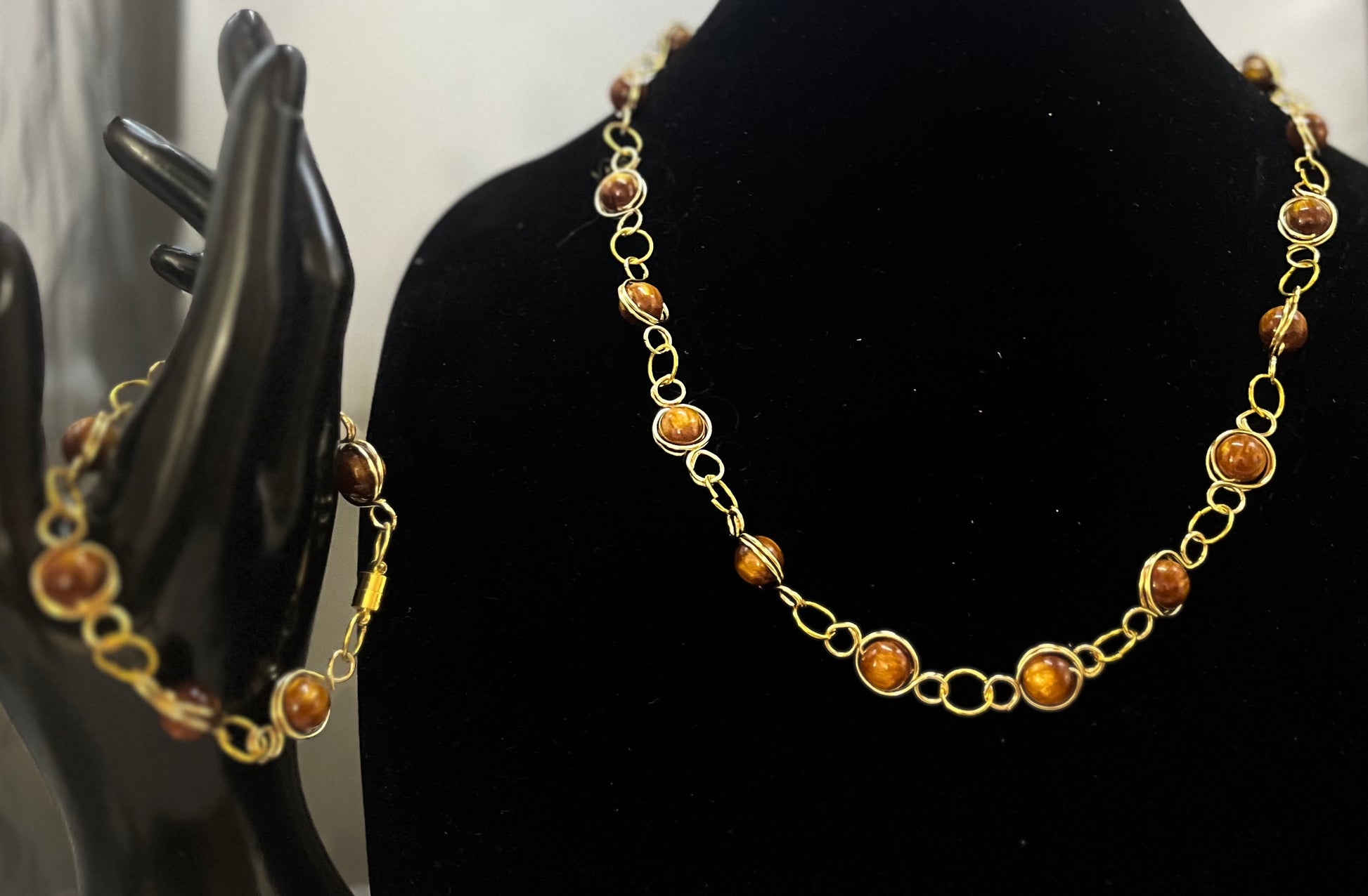 Full gold chain jewelry set displayed on white background