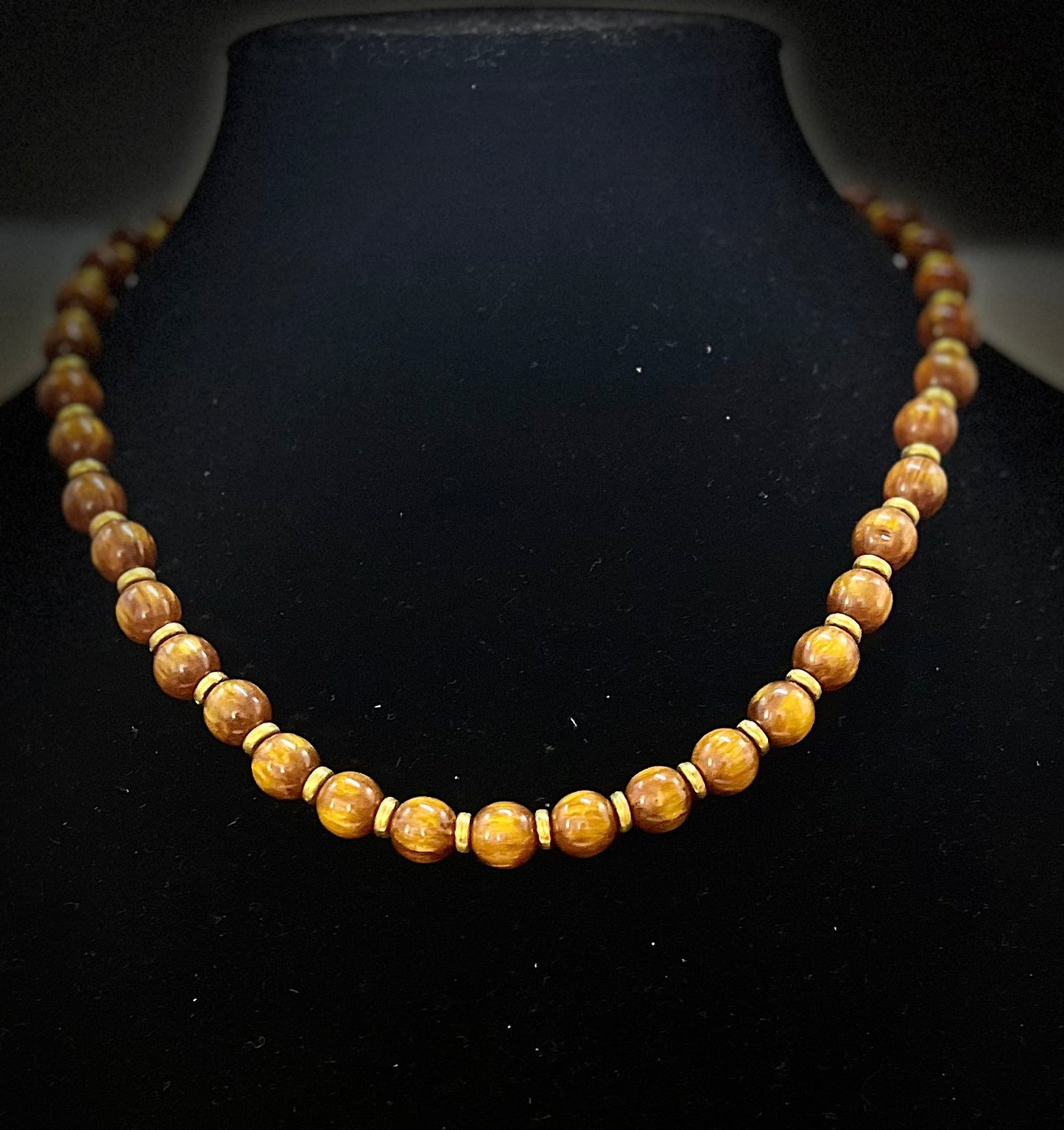 Caramel butterscotch beaded necklace with warm golden tones