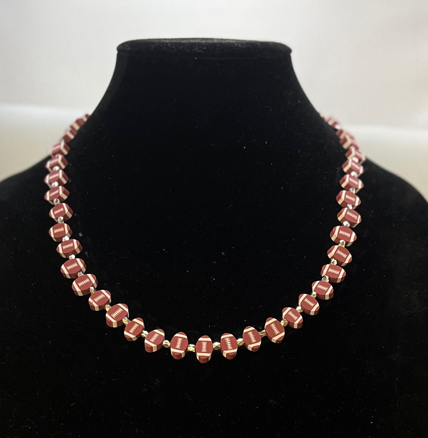 Game day beaded necklace close-up by Eliza Joe Jewelry
