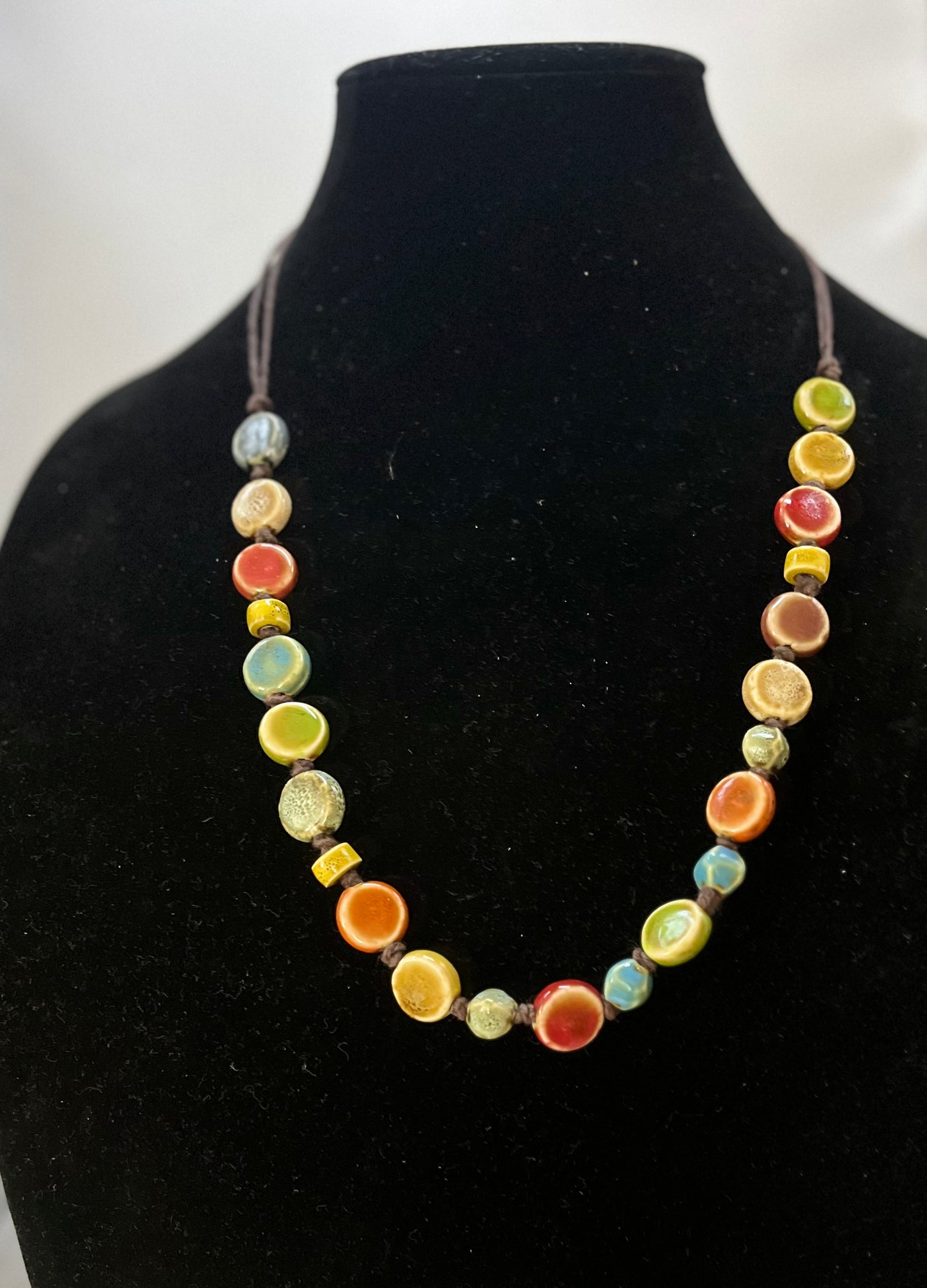 Close-up of self-adjusting Boho necklace styled for natural earthy fashion