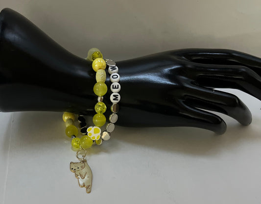 Cat Bracelet Duo - Playful Handmade Matching Bracelets