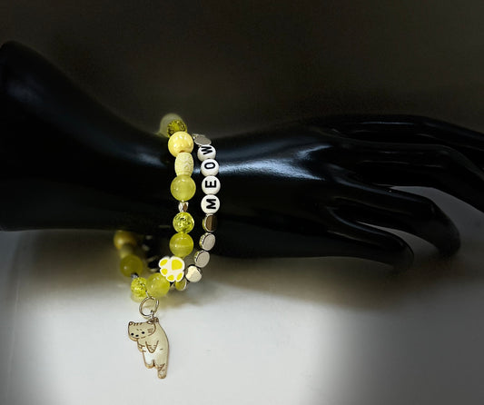 Cat Bracelet Duo - Playful Handmade Matching Bracelets