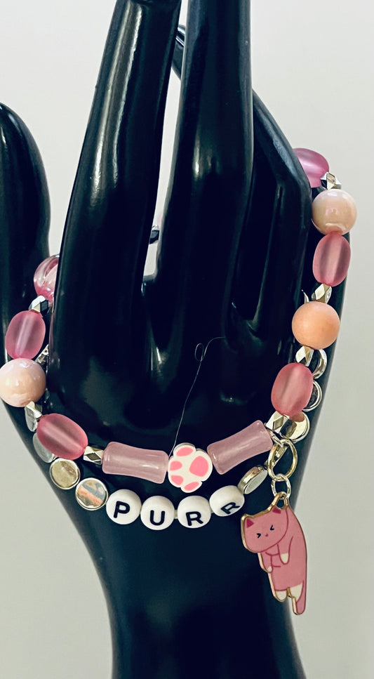 Cat Bracelet Set - Playful Handmade Feline-Inspired Jewelry Duo
