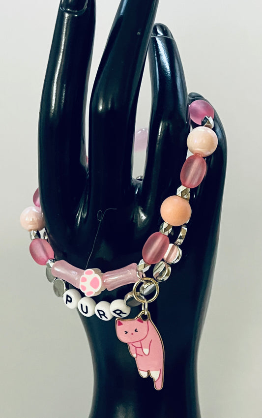 Cat Bracelet Set - Playful Handmade Feline-Inspired Jewelry Duo